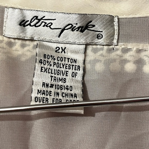 New Ultra Pink Ivory Blouse Vintage Romantic Ruffle 2X Lace - Picture 5 of 6